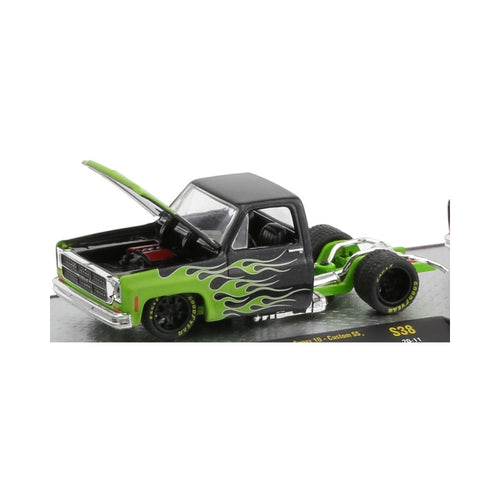 1976 GMC Sierra Grande 15 - Custom - Black & Green Flame Livery, Gold Chrome Rims (Chase Edition)