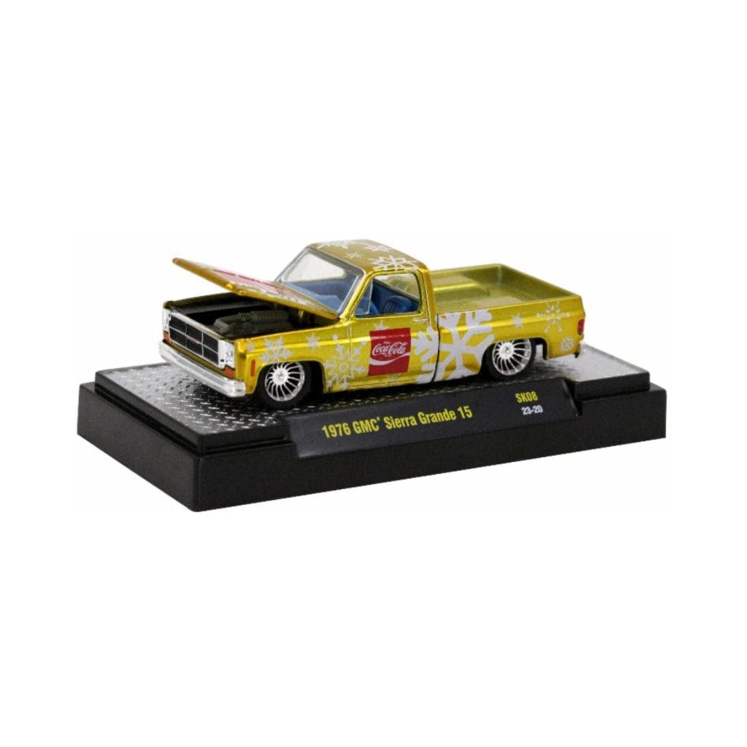 1976 GMC Sierra Grande 15 - Custom Coca-Cola Christmas (Yellow, Walmart Exclusive, Coca-Cola Series Release SK08)