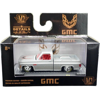 1976 GMC Sierra Grande 15 - Custom Silver, Silver Chrome Details, Red Interior, Silver Rims, GMC Fender Logo