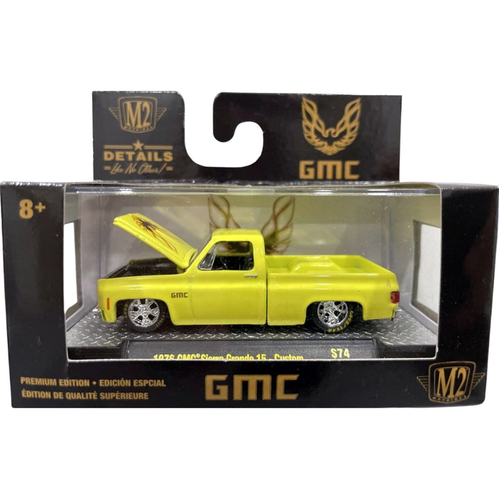 1976 GMC Sierra Grande 15 - Custom Yellow with Plain Fenders, Chrome Rims
