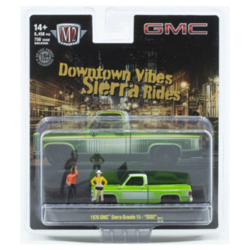 1976 GMC Sierra Grande 15 - "SS02" Green & Silver (Black Rims, Figure Set)