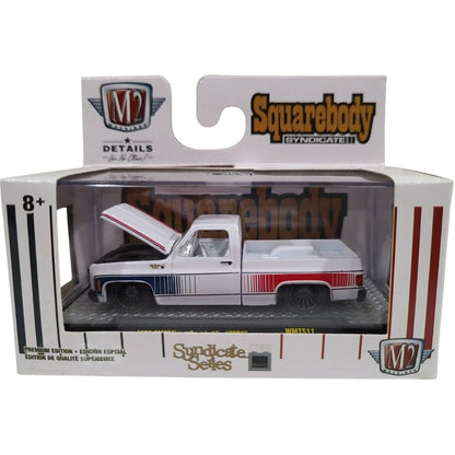 1976 GMC Sierra Grande 15 - SS02 White with Red/Gray Side Stripes, Slate Gray Bumpers & Grille, White Interior (Chase)
