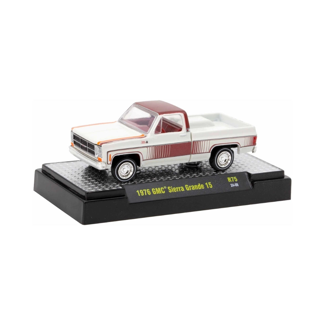 1976 GMC Sierra Grande 15 - White & Red Chase (Gold Chrome Details, Brass Interior)