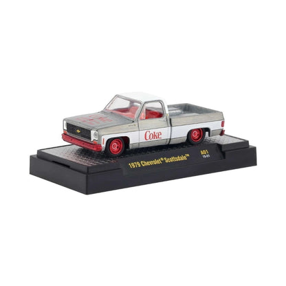 1979 Chevrolet Scottsdale - Silver & White Coca-Cola Livery, White Grille, Bright Red Interior, Red Rims