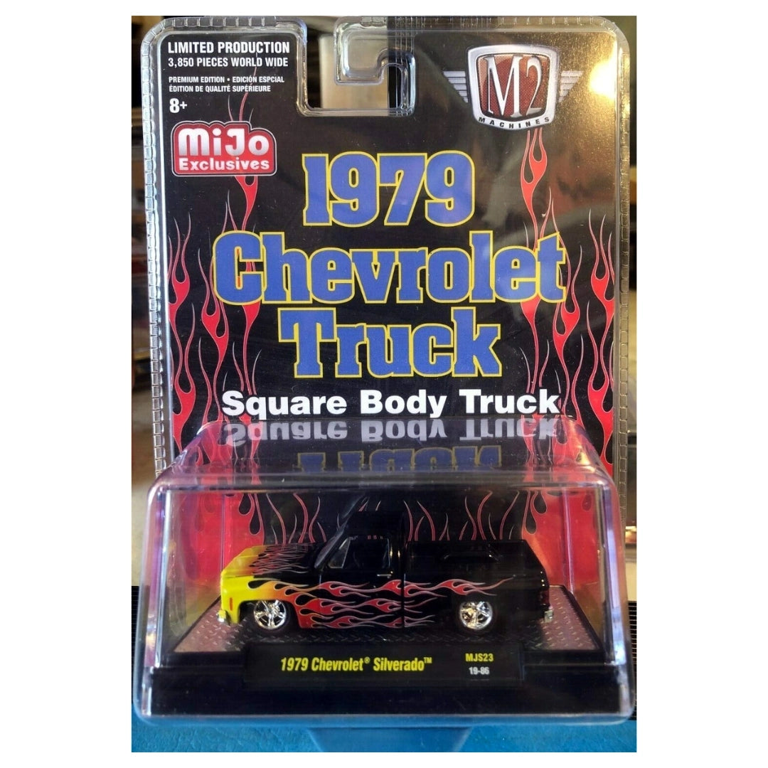 1979 Chevrolet Silverado - Black with Red Flames, Gold Chrome Details, Brass Interior & Gold Rims (Chase)