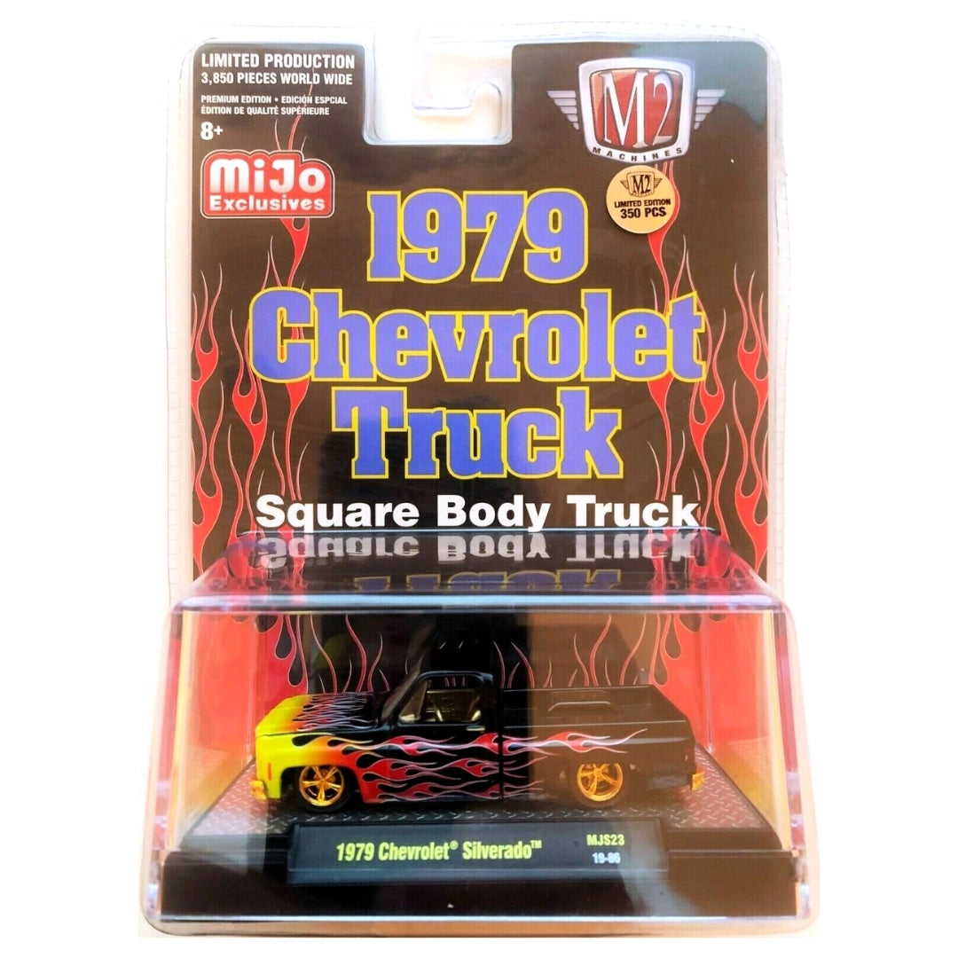 1979 Chevrolet Silverado - Black with Red Flames, Silver Chrome Details & Black Interior