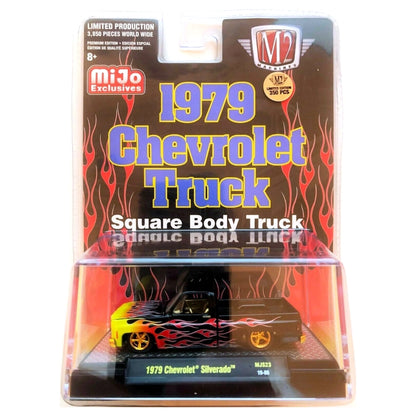 1979 Chevrolet Silverado - Black with Red Flames, Silver Chrome Details & Black Interior