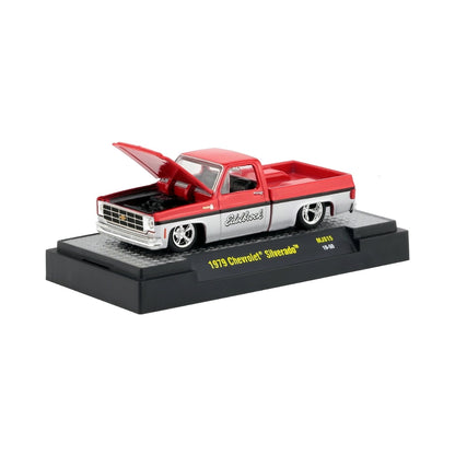 1979 Chevrolet Silverado - Red & Silver, Silver Chrome Details, Black Interior, Silver Rims