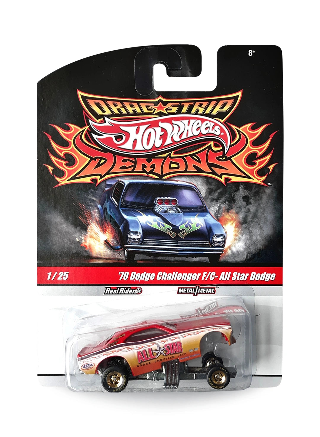 Hot Wheels Dragstrip Demons 2010 '70 Dodge Challenger F/C – All Star Dodge 1:64 – Red & Yellow