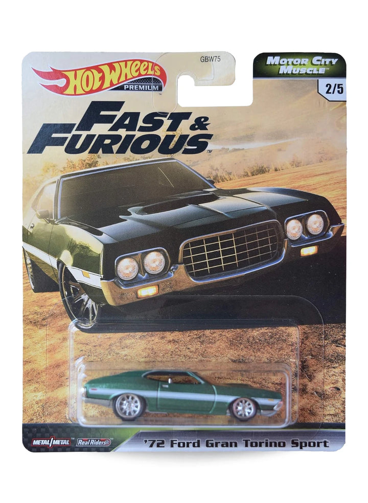 Hot Wheels Fast & Furious Premium Series Motor City Muscle 2020 '72 Ford Gran Torino Sport 1:64 – Metalflake Green