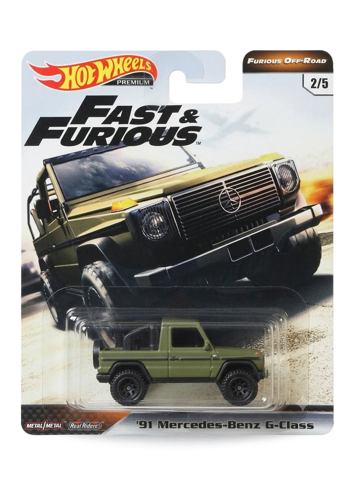 Hot Wheels Fast & Furious Premium Series Furious Off-Road 2019 Mercedes-Benz '91 G-Class 1:64 – Dark Green