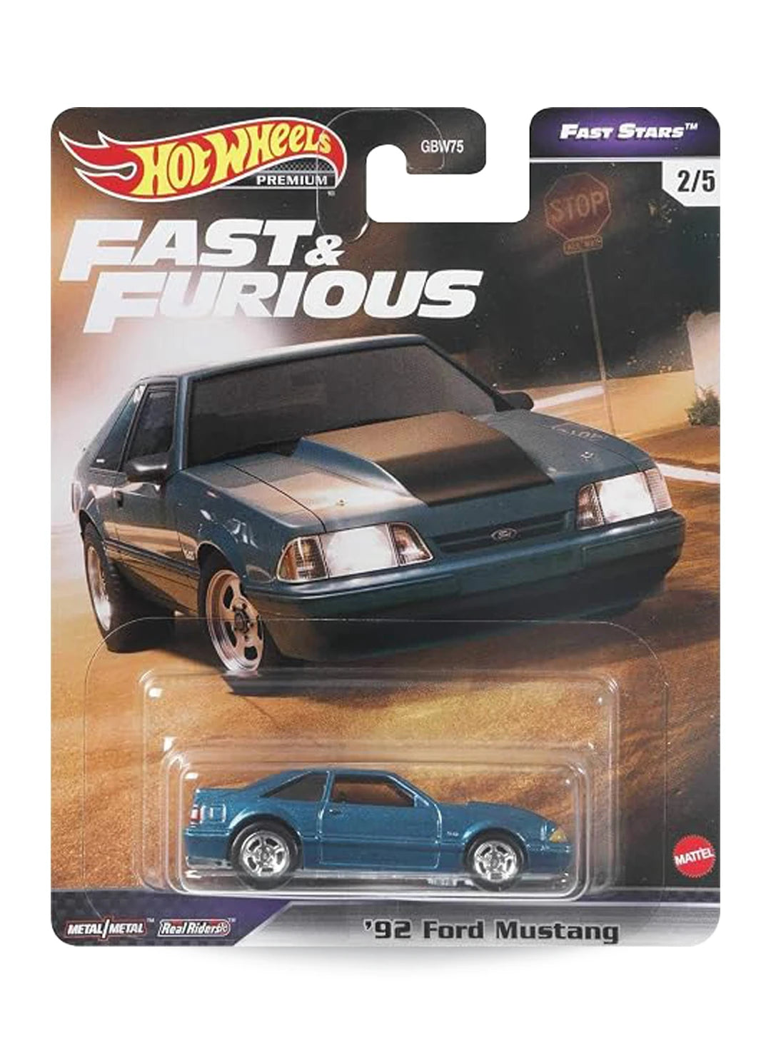 Hot Wheels Fast & Furious Premium Series Fast Stars 2021 '92 Ford Mustang 1:64 – Metalflake Cyan