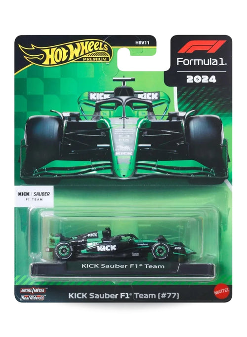 Hot Wheels 2025 Formula One Collection Mix 2 Sauber KICK Sauber F1 Team (#77) 1:64 – Matte Black & Neon Green