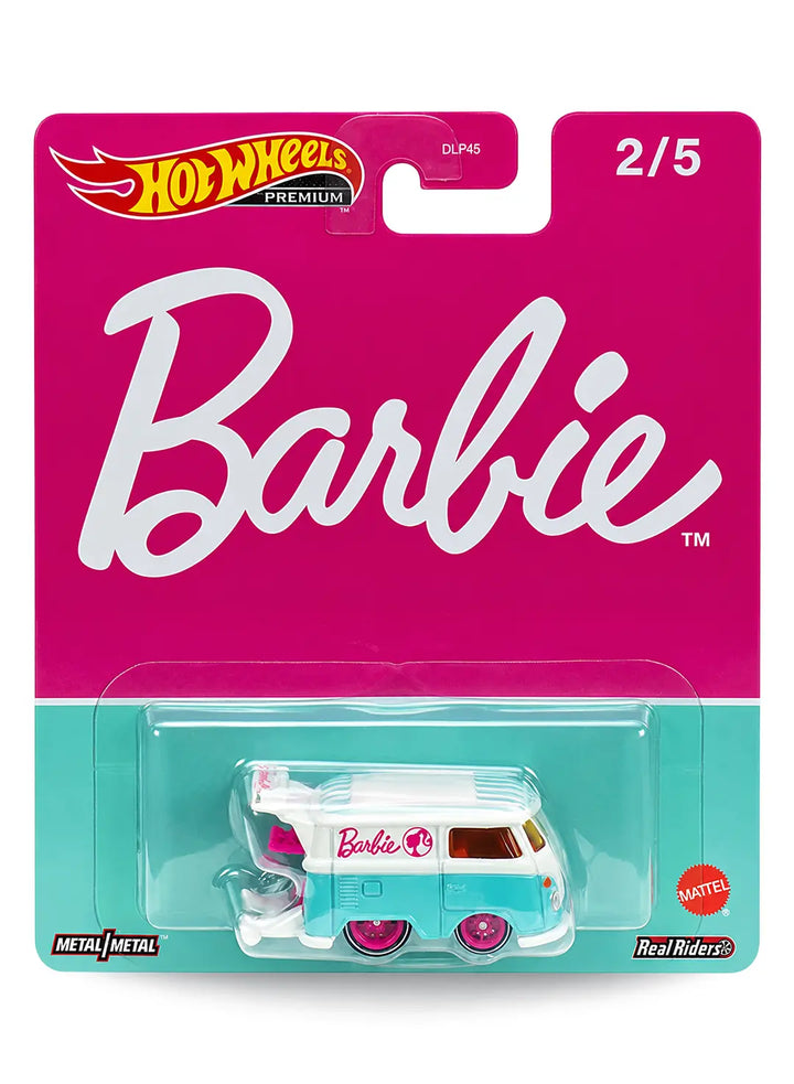 Hot Wheels Pop Culture Barbie Kool Kombi 1:64 scale premium diecast van mint on its original magenta logo card.
