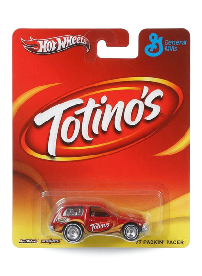 Hot Wheels Pop Culture 2013 General Mills Totino's '77 Packin' Pacer 1:64 scale diecast car mint on its original branded blister card.