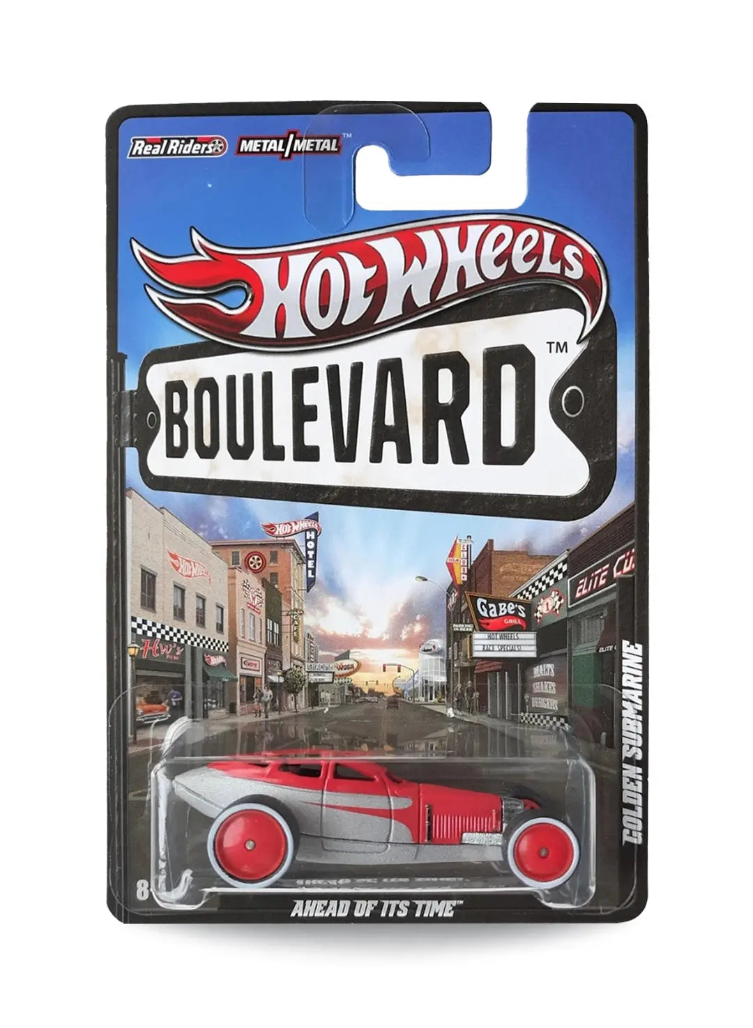Hot Wheels Boulevard (Pre 2013) – 2012 Hot Wheels Original Design Golden Submarine 1:64 - Red with Flat Metallic Silver