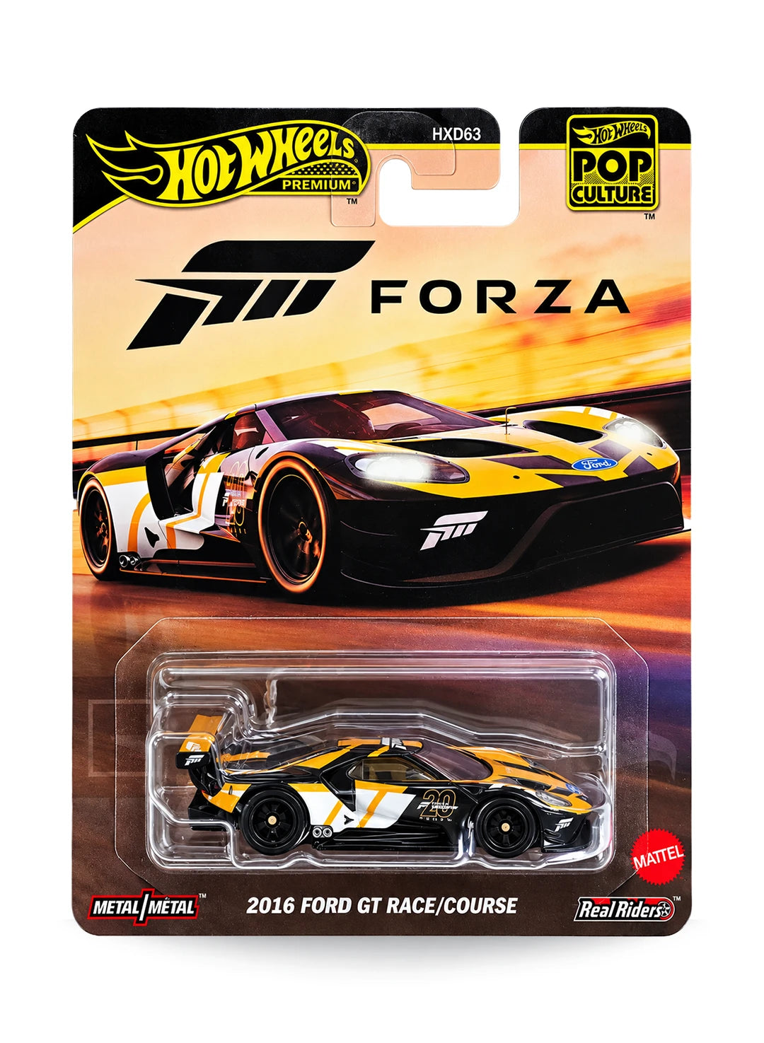 Hot Wheels Premium Pop Culture Forza 2016 Ford GT Race 1:64 scale premium diecast supercar mint on its original video game themed trackside blister card.