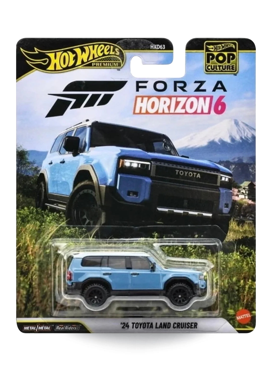 Hot Wheels Premium Pop Culture Forza Horizon 6 '24 Toyota Land Cruiser 1:64 scale premium diecast SUV mint on its original video game themed mountain highway blister card.