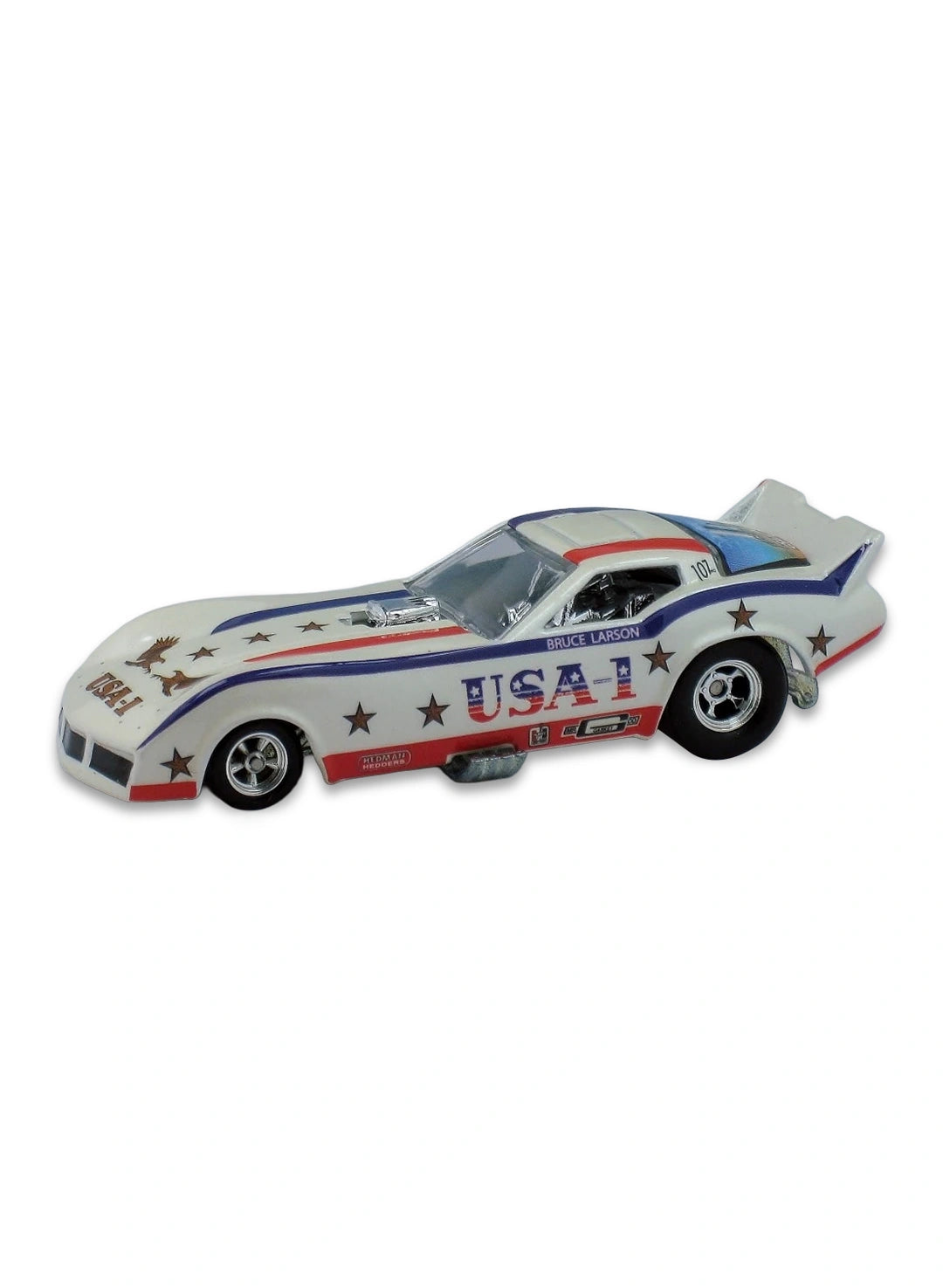Hot Wheels Dragstrip Demons 2009 Bruce Larson's USA-1 Corvette 1:64 – White, Red & Blue