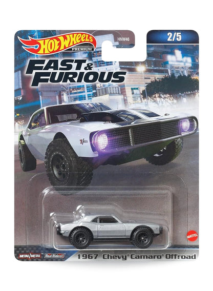 Hot Wheels Fast & Furious Premium Series Mix 1 2023 1967 Chevrolet Camaro Offroad 1:64 – Matte Silver