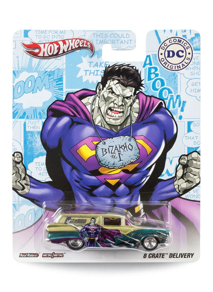 Hot Wheels Pop Culture DC Comics Originals Bizarro 8 Crate Delivery 1:64 scale diecast car mint on its original comic art blister card.