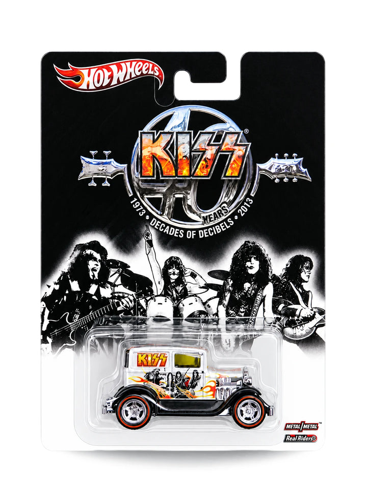 Hot Wheels Pop Culture 2013 Rock Live Nation KISS A-OK 1:64 scale diecast car mint on its original Decades of Decibels band photo blister card.