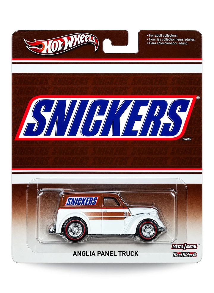 Hot Wheels Pop Culture 2013 Mars Candy Snickers Anglia Panel Truck 1:64 scale diecast van mint on its original branded blister card.