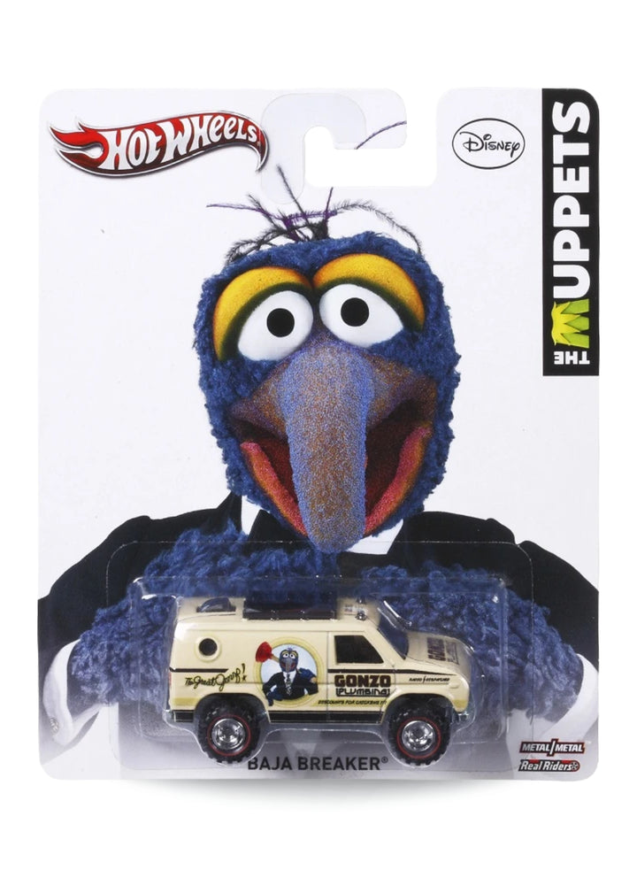 Hot Wheels Pop Culture 2014 The Muppets Baja Breaker 1:64 scale diecast van mint on its original Disney Gonzo blister card.