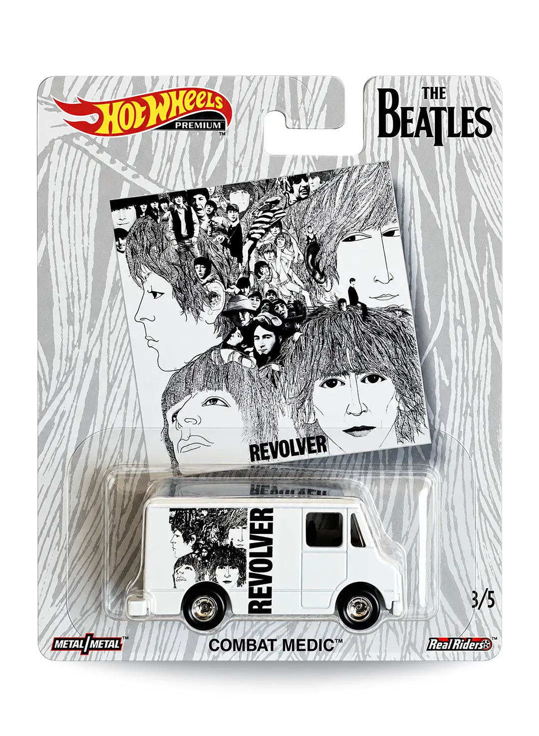 Hot Wheels Pop Culture The Beatles Combat Medic 1:64 scale premium diecast van mint on its original Revolver album art blister card.
