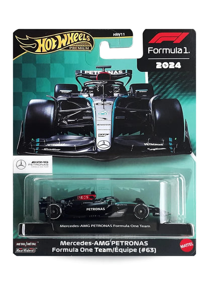 Hot Wheels 2025 Formula One Collection Mix 3 Mercedes-Benz Mercedes-AMG PETRONAS Formula One Team (#63) 1:64 – Black & Teal