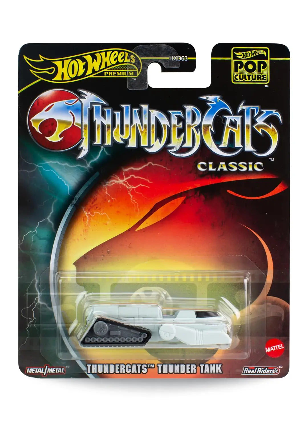 Hot Wheels Premium Pop Culture Thundercats ThunderTank 1:64 scale premium diecast vehicle mint on its original retro animation blister card.