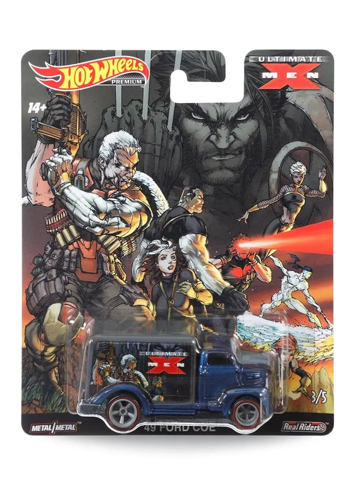 Hot Wheels Pop Culture Ultimate X-Men '49 Ford C.O.E. 1:64 scale premium diecast truck mint on its original dark comic art blister card.