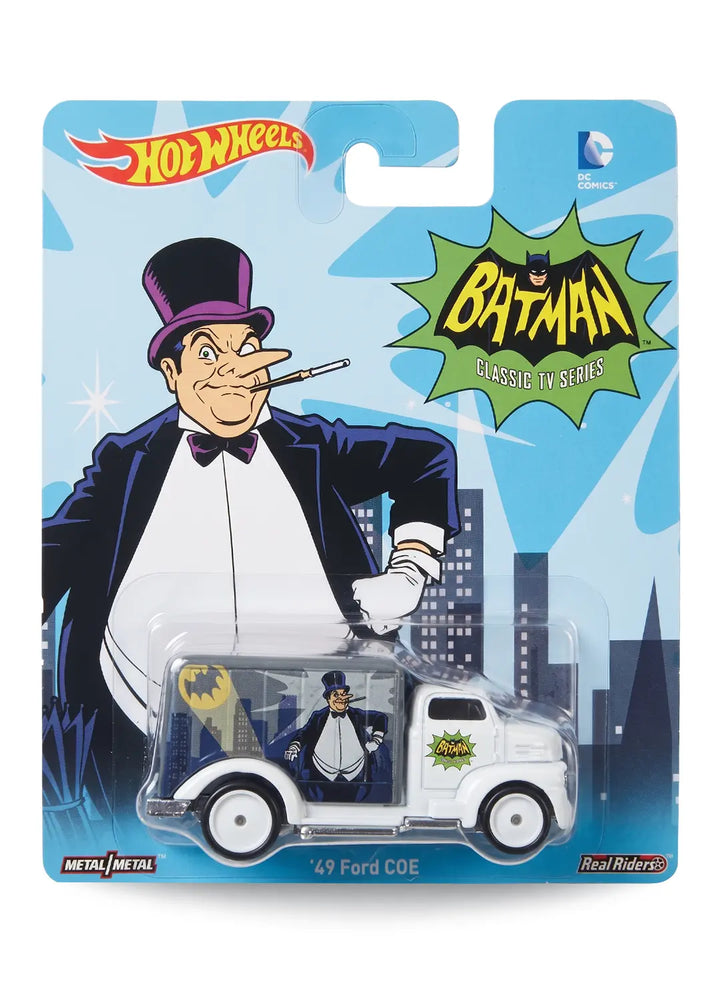 Hot Wheels Pop Culture Batman Classic TV Series '49 Ford COE 1:64 scale diecast truck mint on its original The Penguin character blister card.