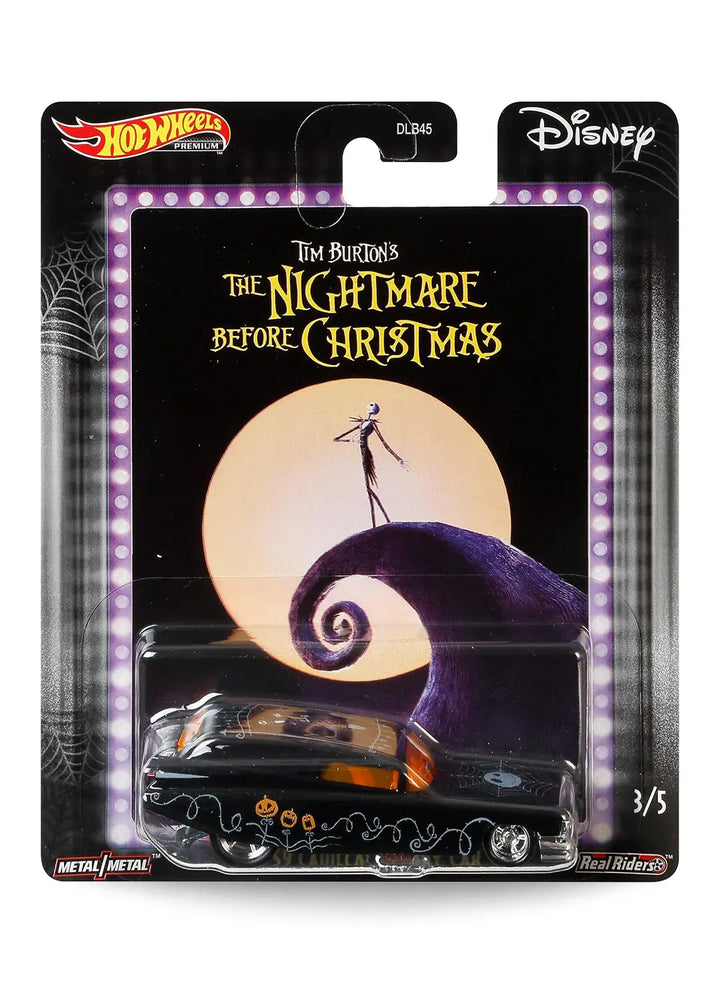 Hot Wheels Pop Culture Disney The Nightmare Before Christmas '59 Cadillac Funny Car 1:64 scale premium diecast car mint on card.