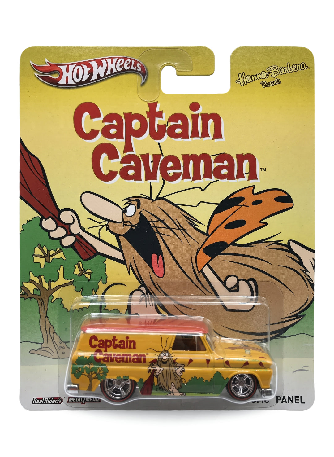 Hot Wheels Pop Culture Hanna-Barbera Captain Caveman '64 GMC Panel 1:64 scale diecast van mint on its original cartoon blister card.