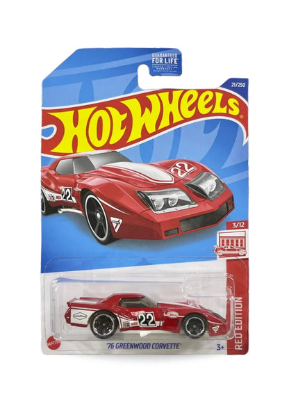 Hot Wheels Red Edition 2022 Chevrolet '76 Greenwood Corvette 1:64 Red