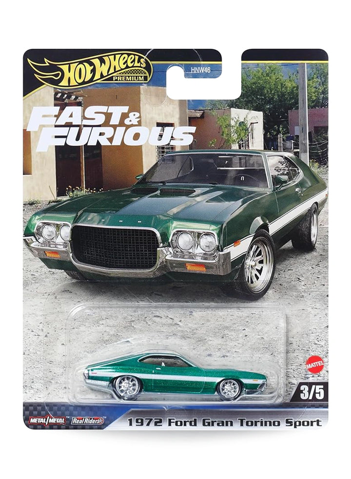 Hot Wheels Fast & Furious Premium Series Mix 2 2024 1972 Ford Gran Torino Sport 1:64 – Metalflake Green