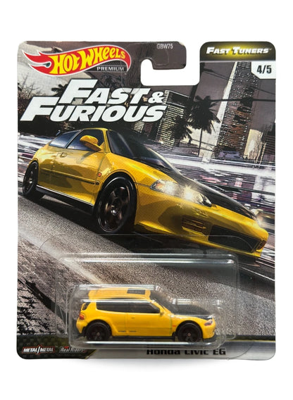 Hot Wheels Fast & Furious Premium Series Fast Tuners 2020 Honda Civic EG 1:64 – Yellow