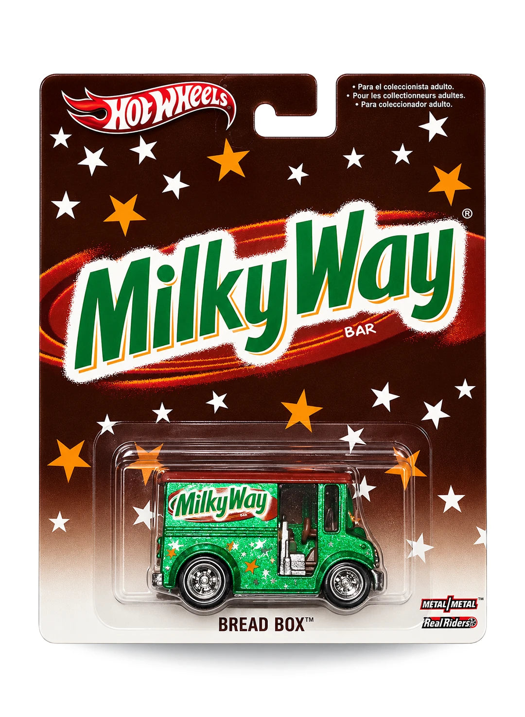 Hot Wheels Pop Culture 2013 Mars Candy Milky Way Bread Box 1:64 scale diecast truck mint on its original star-pattern branded blister card.