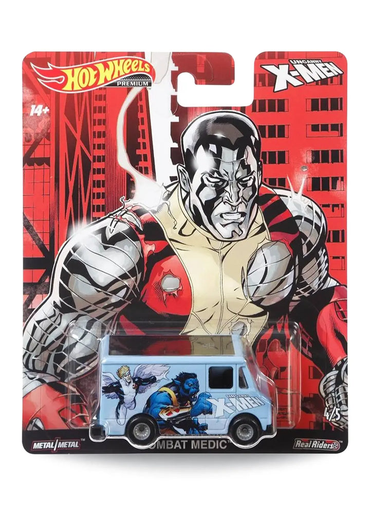 Hot Wheels Pop Culture Uncanny X-Men Combat Medic 1:64 scale premium diecast van mint on its original Colossus comic art blister card.