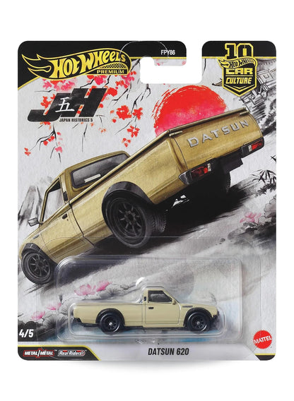 Hot Wheels Car Culture Japan Historics 5 Datsun 620 1:64 scale premium diecast pickup truck mint on its original sunburst heritage blister card.