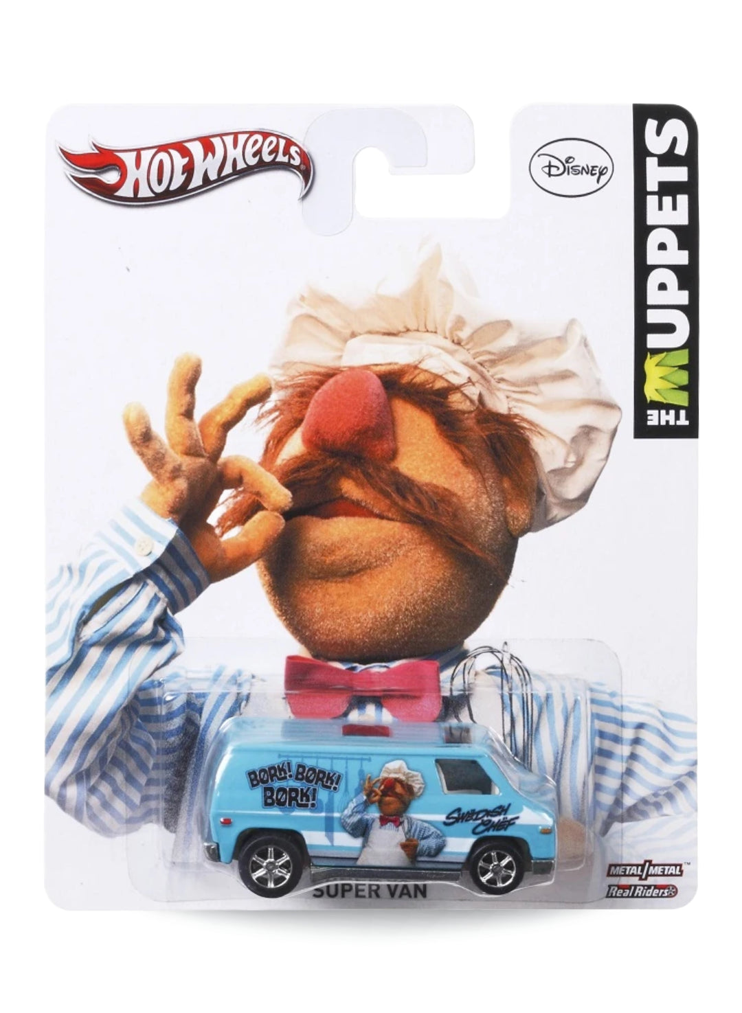 Hot Wheels Pop Culture 2014 The Muppets Super Van 1:64 scale diecast van mint on its original Disney Swedish Chef blister card.