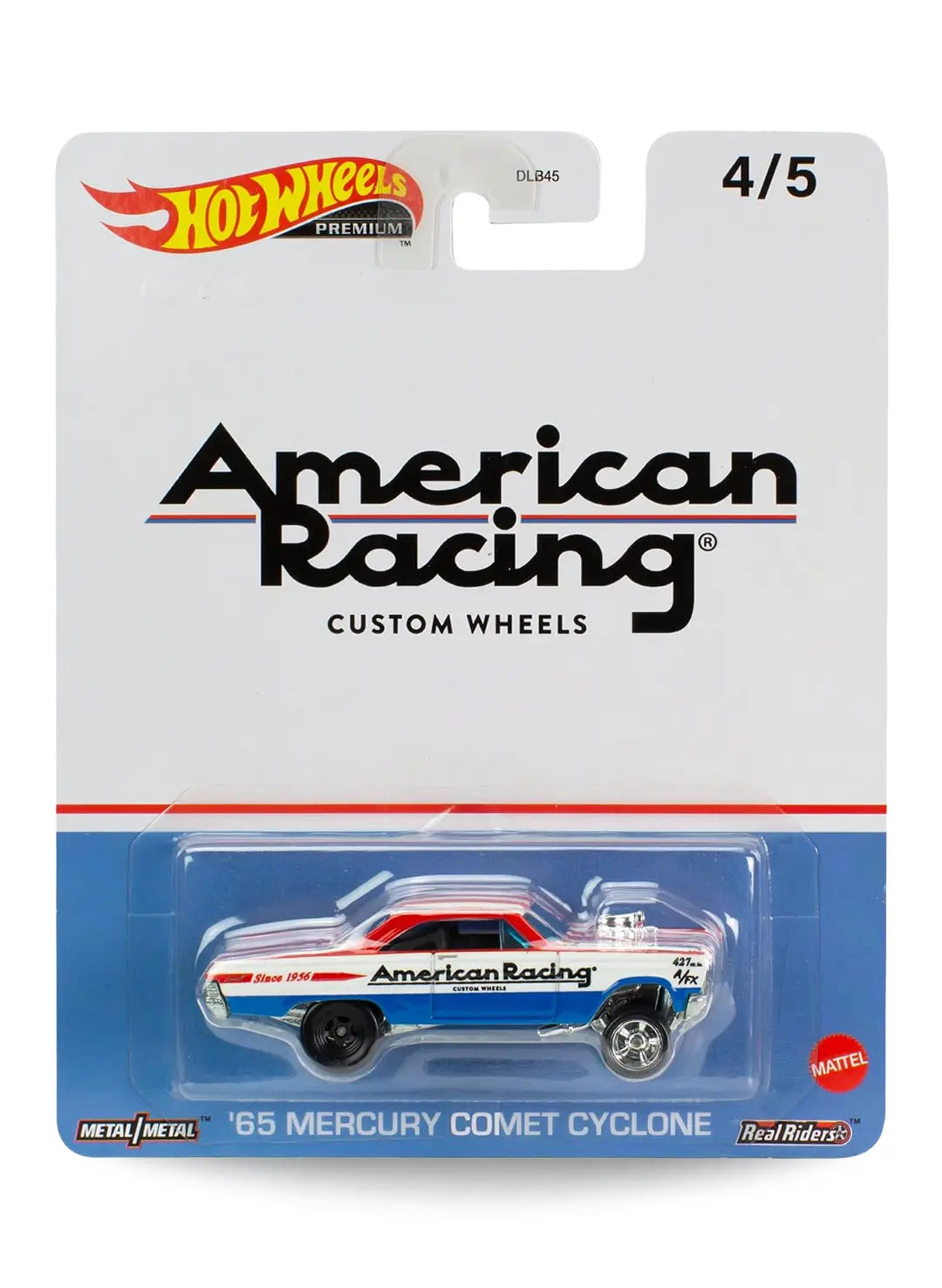 Hot Wheels Premium Pop Culture Speed Graphics '65 Mercury Comet Cyclone 1:64 scale premium diecast gasser mint on its original white American Racing Custom Wheels blister card.