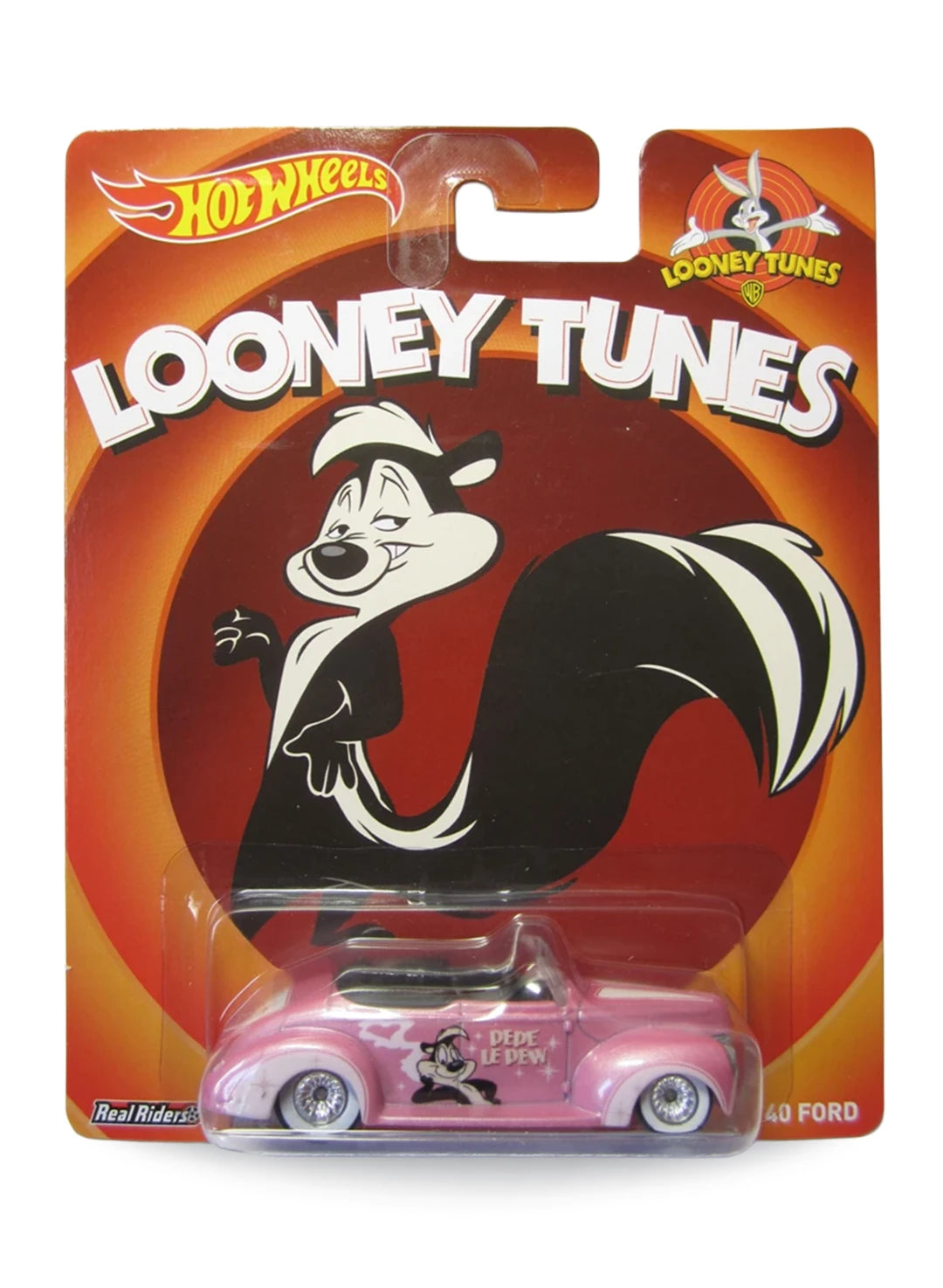 Hot Wheels Pop Culture 2013 Looney Tunes '40 Ford Convertible 1:64 scale diecast car mint on its original Pepé Le Pew blister card.