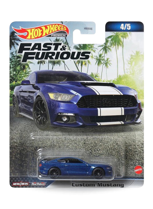 Hot Wheels Fast & Furious Premium Series Mix 3 2023 Custom Mustang 1:64 – Metalflake Deep Impact Blue