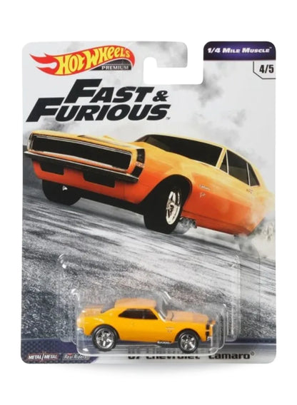 Hot Wheels Fast & Furious Premium Series 1/4 Mile Muscle 2019 Chevrolet '67 Camaro 1:64 – Orange