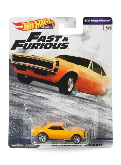 Hot Wheels Fast & Furious Premium Series 1/4 Mile Muscle 2019 Chevrolet '67 Camaro 1:64 – Orange