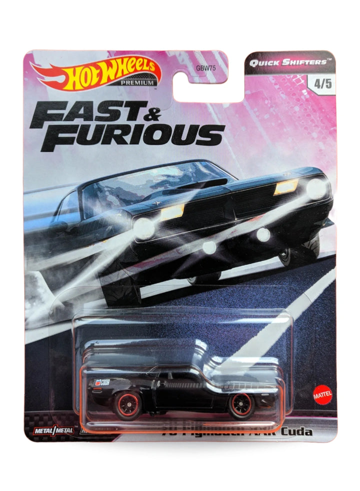 Hot Wheels Fast & Furious Premium Series Quick Shifters 2020 '70 Plymouth AAR Cuda 1:64 – Black