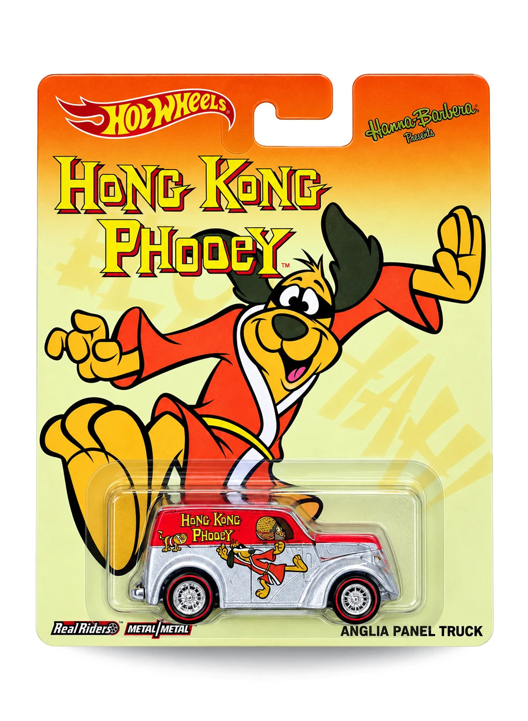 Hot Wheels Pop Culture Hanna-Barbera Hong Kong Phooey Anglia Panel Truck 1:64 scale diecast van mint on its original martial arts character blister card.