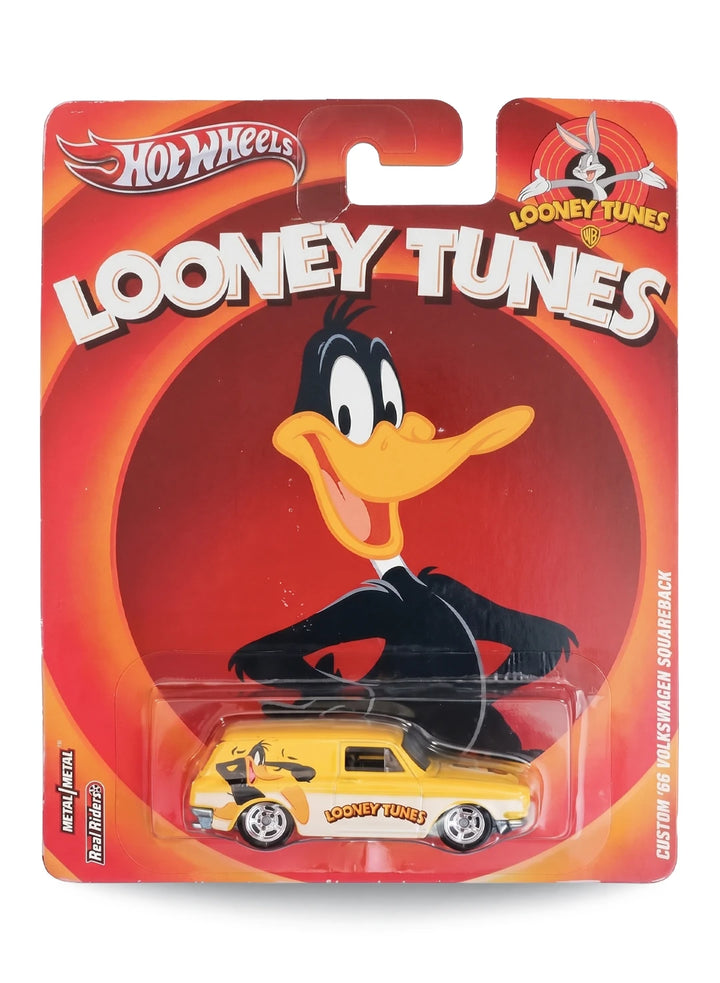 Hot Wheels Pop Culture 2013 Looney Tunes Custom '66 Volkswagen Squareback 1:64 scale diecast car mint on its original Daffy Duck blister card.